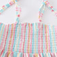 Pink stripe smocked strap dress