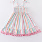 Pink stripe smocked strap dress