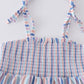 Blue stripe smocked strap girl set