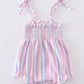 Purple stripe smocked strap girl bubble