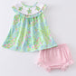 Green Turtle Embroidered Bloomer Set