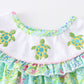 Green Turtle Embroidered Bloomer Set