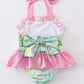 Lily print turtle embroidery girl 1pcs swimwear