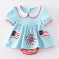 Blue patriotic flag embroidery girl bubble