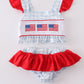 Patriotic plaid flag embroidery 2pc girl swimsuit