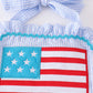 Blue patriotic flag applique seersucker 2pc girl swimsuit