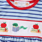 Blue stripe back to school embroidery girl bubble