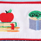 Blue stripe back to school embroidery girl bubble