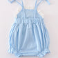 Blue princess embroidery ruffle girl bubble
