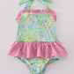 Meadow breeze print girl one-piece swimsuit