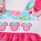 Pink floral character applique 2pc girl swimsuit