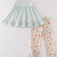 Green pumpkin print girl ruffle set