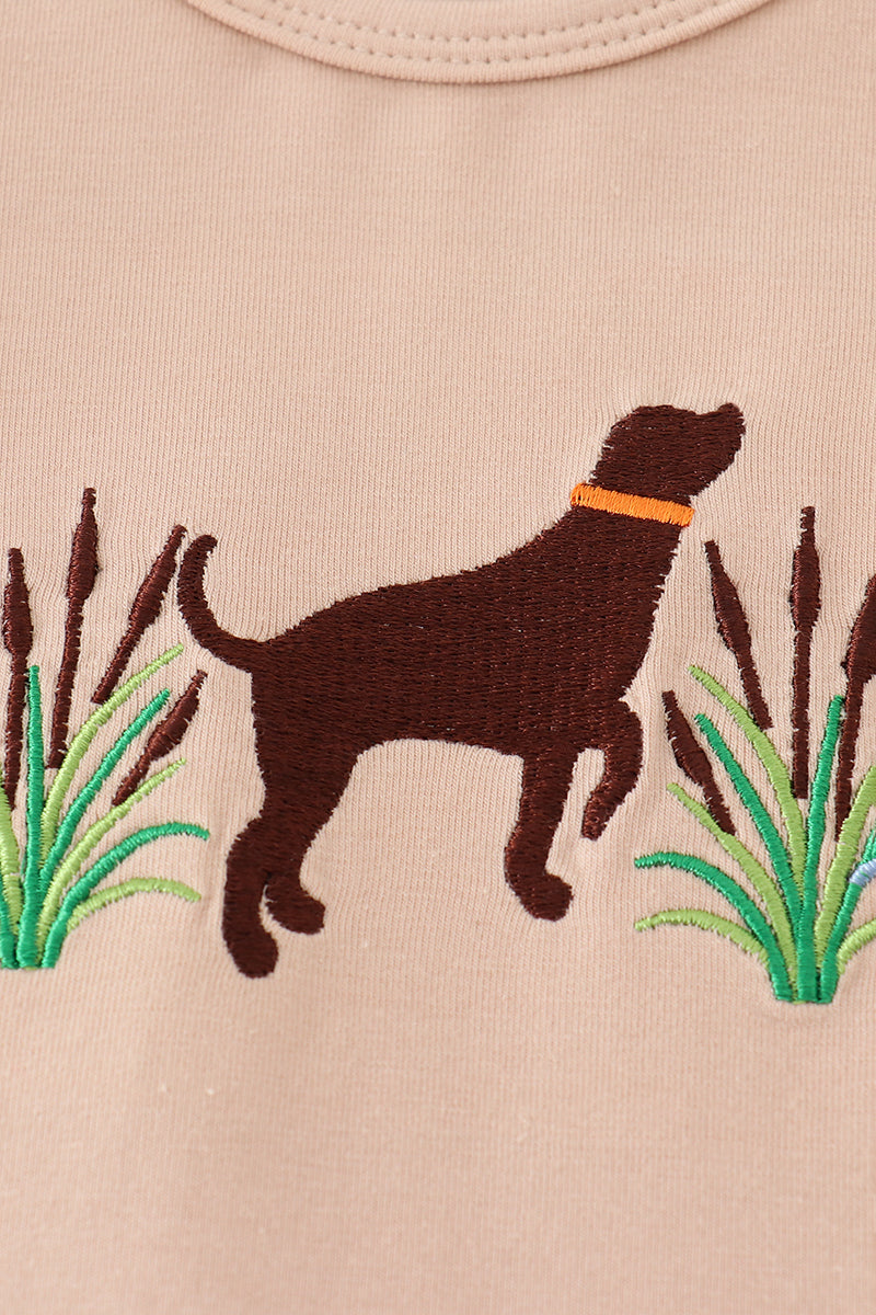 Camouflage hound embroidery ruffle bubble