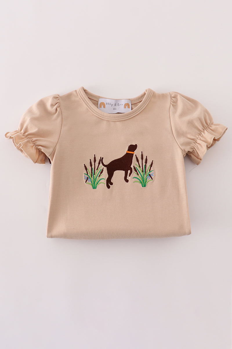 Camouflage hound embroidery ruffle bubble