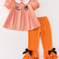 Orange plaid halloween embroidery girl set