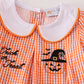 Orange plaid halloween embroidery girl set