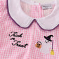 Pink plaid halloween embroidery girl set