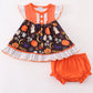 Orange halloween ruffle baby set