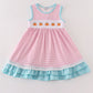 Pink plaid pumpkin embroidery ruffle dress