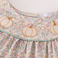 Pink floral print pumpkin embroidery girl dress