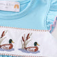 Blue duck embroidery baby girl set