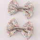 Pink floral print piggie hair bow