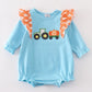 Blue truck pumpkin applique girl bubble