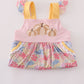 Pink floral pumpkin embroidery ruffle pants set