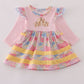 Pink floral pumpkin embroidery ruffle bubble