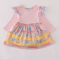 Pink floral pumpkin embroidery ruffle bubble