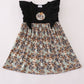 Black camouflage pumpkin applique ruffle dress