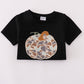 Black camouflage pumpkin applique top
