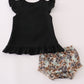 Black camouflage pumpkin applique bloomer set