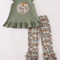 Camouflage print pumpkin applique ruffle pants set