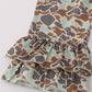 Camouflage print pumpkin applique ruffle pants set