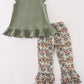 Camouflage print pumpkin applique ruffle pants set