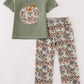Camouflage print pumpkin applique pants set