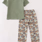 Camouflage print pumpkin applique pants set