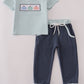 Blue embroidery pants set
