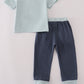 Blue embroidery pants set