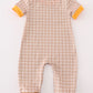 Brown plaid turkey french knot boy romper