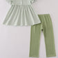 Sage turkey embroidery gingham pants set