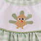 Sage turkey embroidery gingham dress