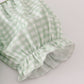 Sage turkey embroidery gingham dress