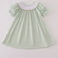 Sage turkey embroidery gingham dress