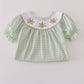 Sage turkey embroidery gingham dress