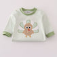Sage turkey applique stripe romper