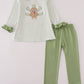 Sage turkey applique stripe pants set