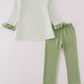 Sage turkey applique stripe pants set