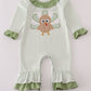 Sage turkey applique stripe ruffle romper